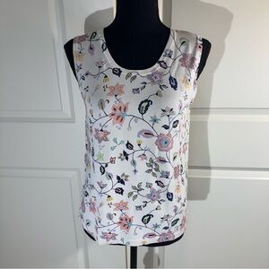 Goodclothes Floral Silk Blend Tank Top with Beading Detail Small